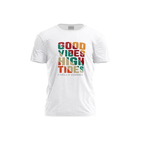 Green Fish, Męski T-shirt z cyfrowym nadrukiem,% 100 bawełna, biały, na co dzień, męskie topy, rozmiar: M, biały, M
