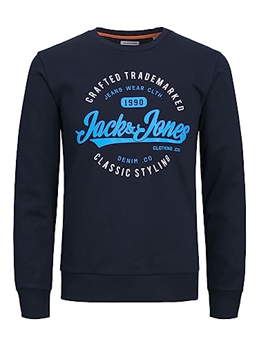 Bestseller A/S Sweter męski Jjmikk Sweat Crew Neck, Navy Blazer/Print:big, S
