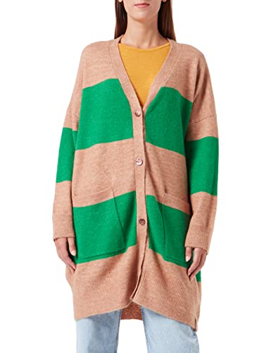 True Religion Damski kardigan oversize, długi kardigan z dzianiny, BEIGE/GRE, standardowy