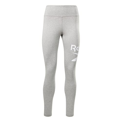 Reebok Legginsy damskie z logo tożsamości, Średni szary wrzosowy/biały/biały, XS-Kr�tki