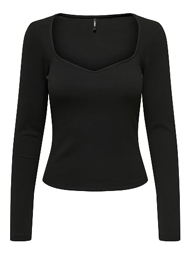 ONLFAITH L/S Heart Top JRS, czarny, L