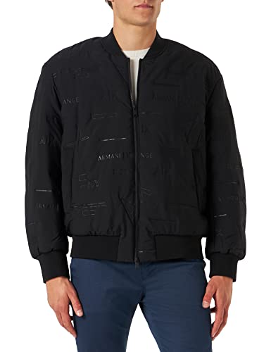Armani Exchange Męska kurtka bomber All Over Logo Print Jacket, Black City AO/Black, ekstra duża