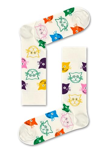 Happy Socks Cat Gift Box, kolorowe i zabawne, Skarpety dla kobiet i mężczyzn, Niebieski-Różowy-Liliowy-Żółty (41-46)