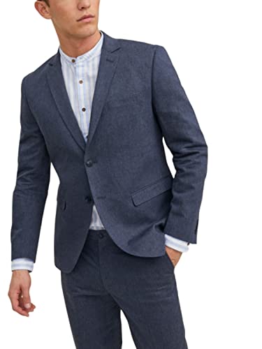 JACK & JONES Męska marynarka Jprriviera Linen Slim Fit Sn, Navy Blazer/Fit: slim fit., 54