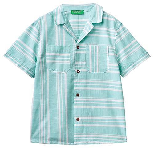 United Colors of Benetton Bluzka chłopięca, Righe Turchese E Bianco 921, XL