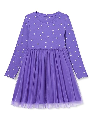 Bestseller A/S Dziewczęca sukienka NKFOFELIA LS Sukienka PB, Purple Opulence, 128, Purple Opulence, 128 cm