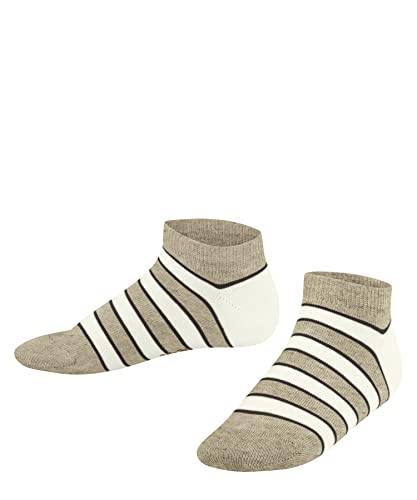 FALKE Uniseks - dzieci Skarpety do trampek Simple Stripes K SN Bawełna krótkie z wzorem 1 Para, Beżowy (Sand Melange 4650), 31-34 (7-9 lata)