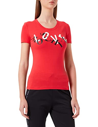 Love Moschino Damska koszulka wisząca z nadrukiem marki, Czerwony, 40