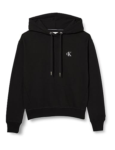 Calvin Klein Jeans Damska bluza z kapturem z haftem Ck, Ck czarny, XXL