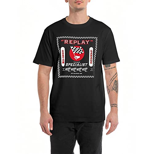 Replay T-shirt męski, 098 BLACK, XXL