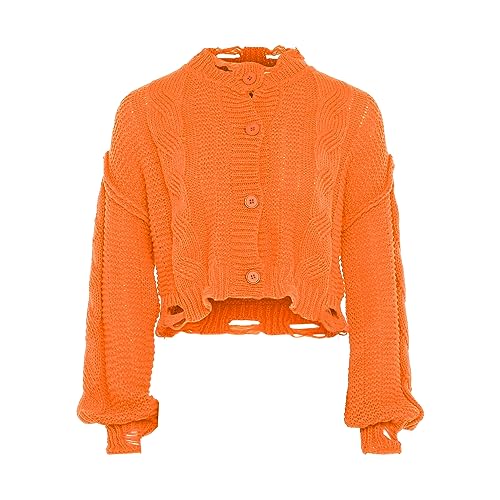 gaya Damski jednorzędowy kardigan z dzianiny pomarańczowy M/L, pomarańczowy, M