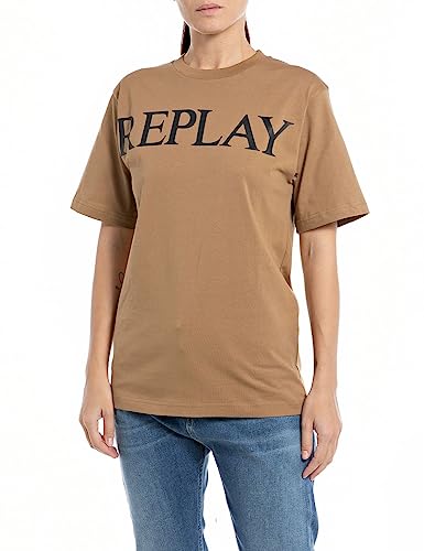 Replay T-shirt damski regular fit, Tytoń 348, M