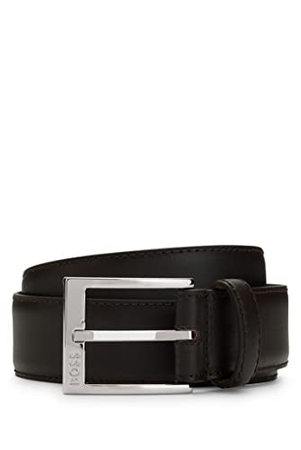 BOSS Męski Ellotyo Sz35 Włoski skórzany pasek z klamrą z logo, Dark Brown202, 85