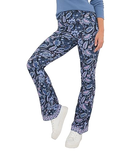 Joe Browns Damskie legginsy rozkloszowane Sloe Joes z nadrukiem Paisley, niebieskie, 8, NIEBIESKI, 34