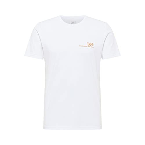 Lee Męski T-shirt z małym logo, Bright White, XXL