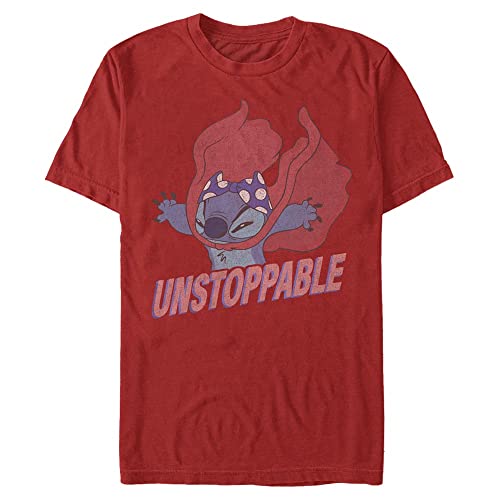 Disney Uniseks Lilo and Stich Unstoppable Stitch Organic Short Sleeve T-Shirt, czerwony, XL, czerwony, XL