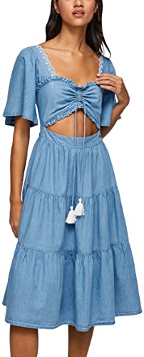 Pepe Jeans Damska sukienka Aitana, niebieska, L, NIEBIESKI, L