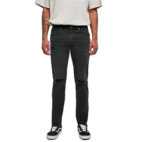 Urban Classics Distressed Stretch Denim Spodnie Męskie, Czarny zniszczony prany, 36