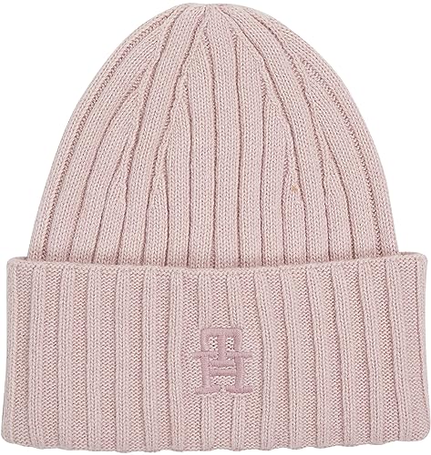 Tommy Hilfiger Damska dzianinowa czapka TH Iconic Beanie, mglisty różowy, jeden rozmiar, Misty Pink, Rozmiar uniwersalny