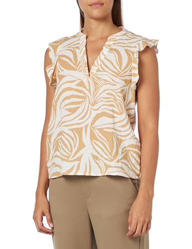 VERO MODA Women's VMDOTTY Natali SL Frill WVN GA Top, Irish Cream/AOP:Dotty, L, Irish Cream/Aop:dotty, L