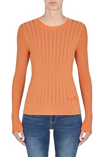 Armani Exchange Damski sweter z haftowanym logo, kontrastowy dekolt i nadgarstek, Joshua Rock, S