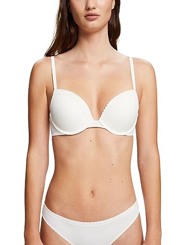 ESPRIT Damski biustonosz z mikro laceband RCS CLAS. Push Push Up, Off White, 80B