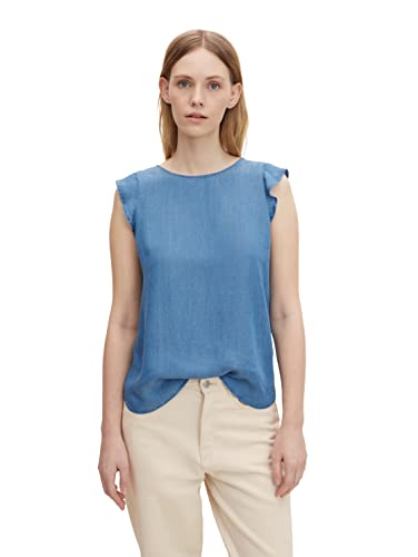 TOM TAILOR Denim Damski Dżinsowa bluzka z rękawami skrzydłowymi 1030675, 10119 - Used Mid Stone Blue Denim, L