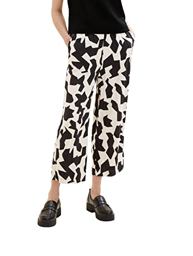 TOM TAILOR Damskie spodnie Culotte, 32145 - Black Big Abstract Design, 34W / 26L