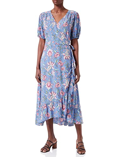 Joe Browns Damska sukienka w kwiaty i falbanki, luźna, niebieska, 10