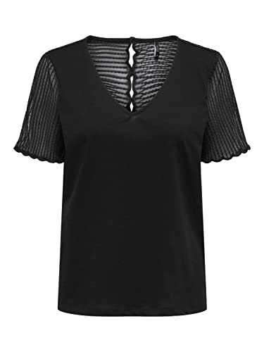 ONLY ONLCOCO S/S Mix JRS Top, Black, S, czarny, S