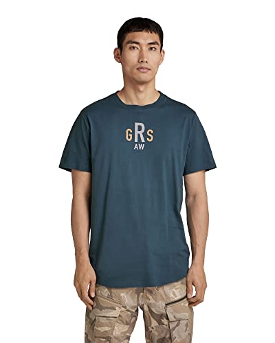 G-STAR RAW Męski t-shirt Lash Back Gr R T, Blue (Nitro 336-1861), S