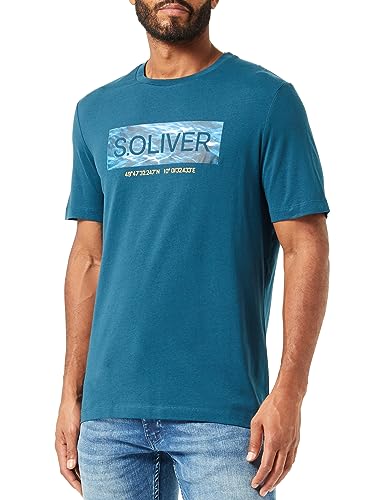 s.Oliver Męski T-shirt z krótkim rękawem, niebiesko-zielony, XXL, Niebieski zielony, XXL