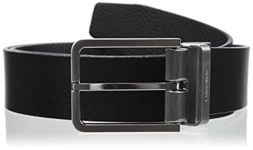 Calvin Klein Męski pasek formalny, Czarny gładki/czarny teksturowany, 95
