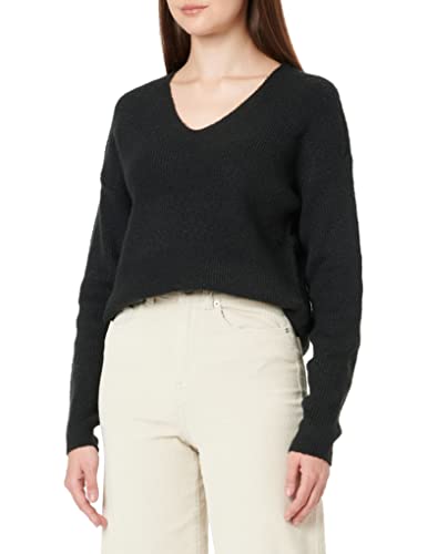 ONLY Damski sweter z dzianiny z dekoltem w serek, czarny, L
