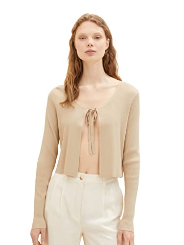 TOM TAILOR Denim Damski 1036858 kardigan kurtka z dzianiny, 31700-Dusty Sand beżowy, M, 31700 – Dusty Sand Beige, M