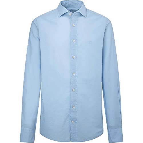 Hackett London Męska koszula GMT barwiona Mussola K, Niebo, XS
