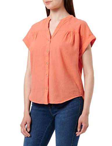 Springfield Koszula Męska, Dekolt Mao, Krótki Rękaw, Bawełna, Pomarańczowy, 34