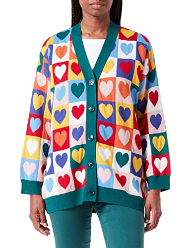 Love Moschino Damski kardigan Maxi z długim rękawem, Wielokolorowe serca, 40