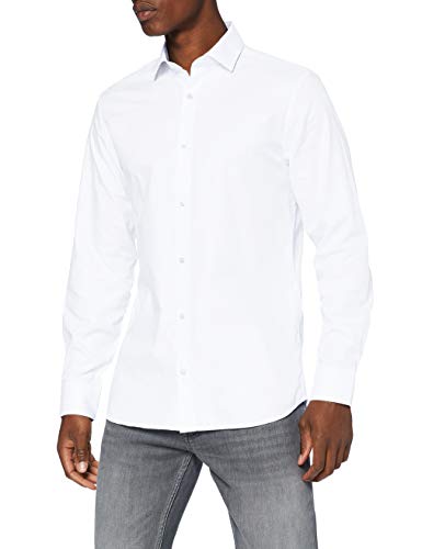 JACK & JONES Męska koszula twill, White/Fit: Slim Fit, XS