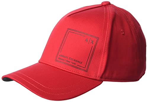 Armani Exchange Męska czapka z daszkiem Sustainable, kwadratowa, z logo, czerwony (Lipstick Red), jeden rozmiar