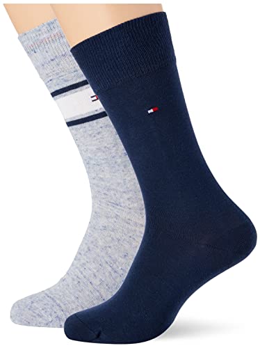 Tommy Hilfiger Męskie wielokolorowe skarpety Melange Classic (2 sztuki), niebieski, 39 EU