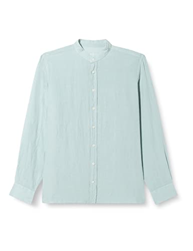 Hackett London Męska koszula barwiona lniana P, blado-zielonkawo-niebieski, XS