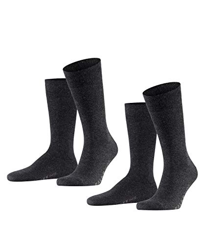 FALKE Mężczyźni Skarpety Swing 2-Pack M SO Bawełna jednokolorowe 2 Pak, Szary (Anthracite Melange 3080), 39-42