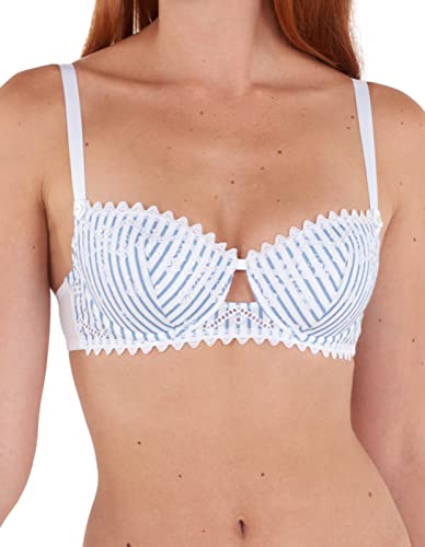 Maison Lejaby - Damski biustonosz z haftem Bloom Cotton, Jasnoniebieski, S