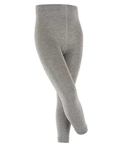 FALKE Uniseks - dzieci Legginsy Active Warm K LE Wełna Merynosa jednokolorowe 1 Para, Szary (Mid Grey Melange 3530), 134-146 (9-12 lata)