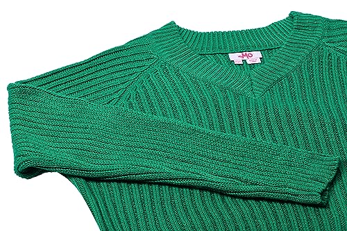 myMo Damski sweter z dzianiny prążkowanej z dekoltem w serek poliester zielony rozmiar XS/S, zielony, XS
