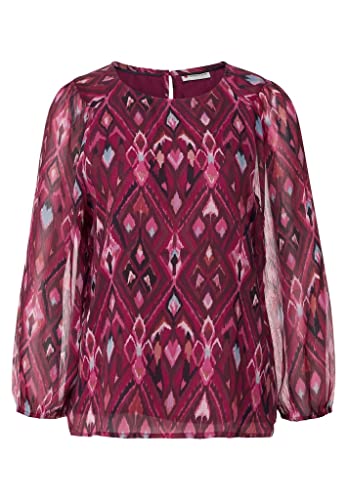 Street One Damska bluzka szyfonowa z nadrukiem Ikat, Tamed Berry, 34