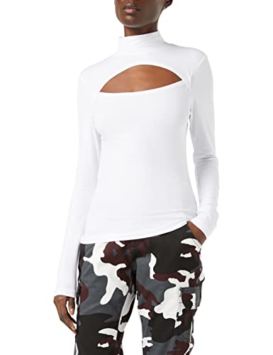 Urban Classics Damski top z długim rękawem z dekoltem i golfem, golf z długim rękawem, top z wysokim kołnierzem, rozmiary od XS do 5XL, biały, XS