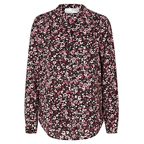 SELECTED FEMME Damska bluzka Slfmivi Ls AOP Top B Noos, czarny/Aop: różowy, 40