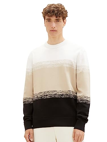 TOM TAILOR Denim sweter męski, 32770 - Black Ecru Gradient Stripe, M